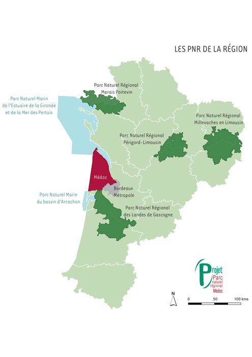 Carte des PNR de Nouvelle-Aquitaine