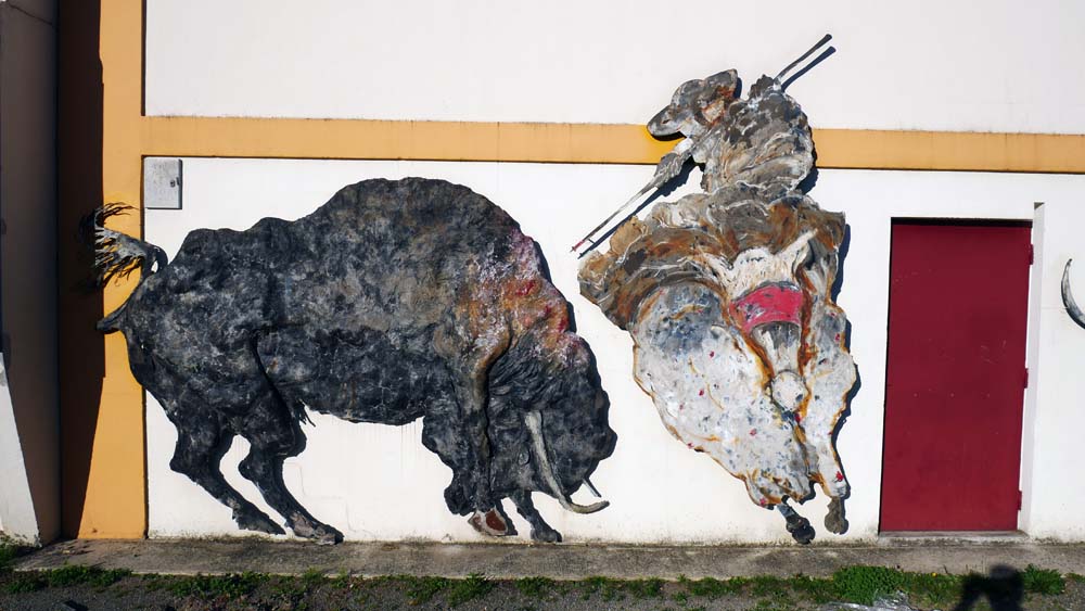 Détail de la fresque « La lidia » de Lydie Arickx