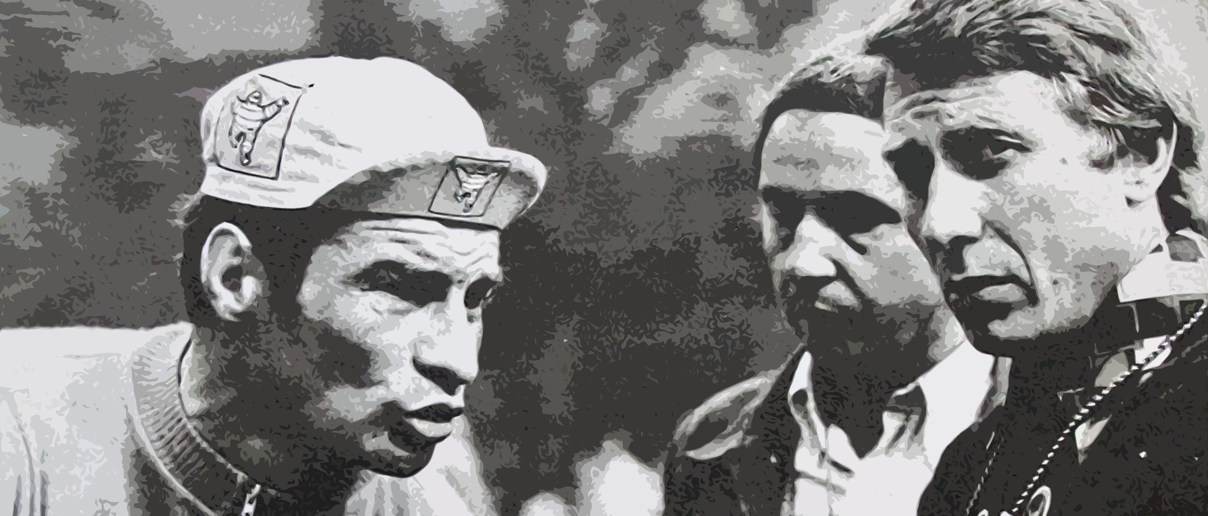 portrait noir et blanc Poulidor en tenue de cycliste avec casquette