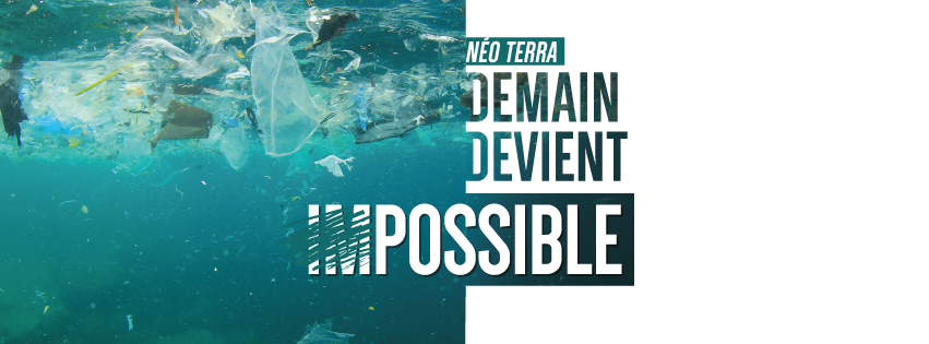 campagne communication Néo Terra avec photo océan pollué