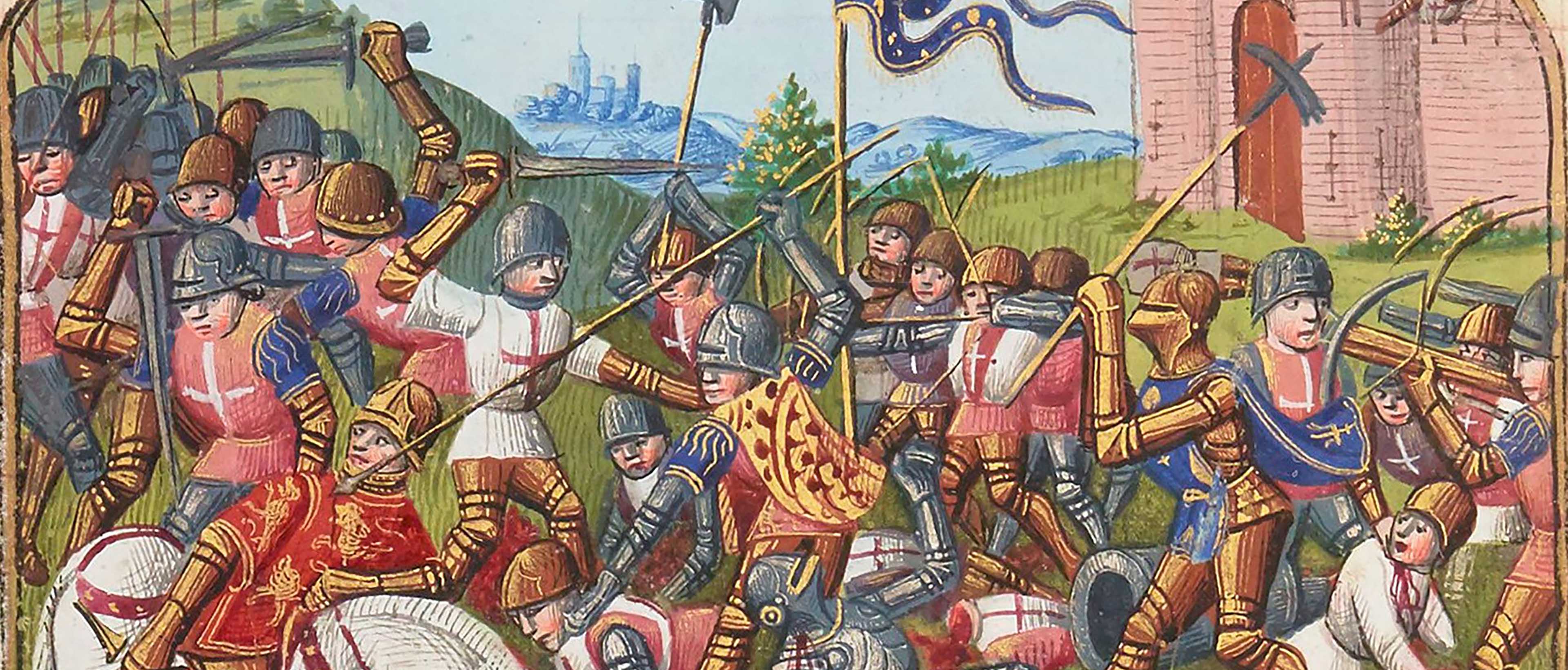 Tableau couleur vives bataille médiévale