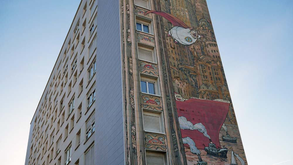 Le mur peint « New-York sur Charente » de Nicolas de Crécy