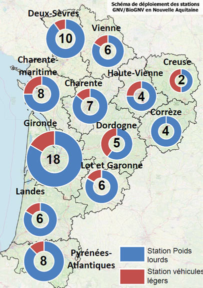 Carte des stations de BioGNV