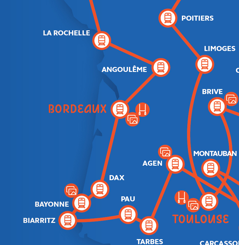 Carte France 2023 Rugby Tour en Nouvelle-Aquitaine