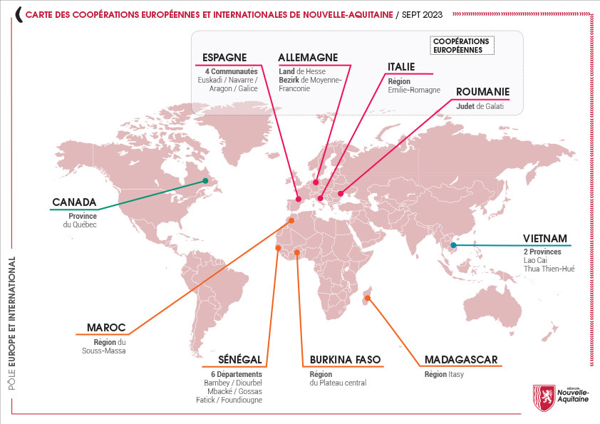 Carte coopérations européennes et internationales 2023